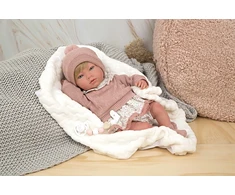 ARIAS Reborn lėlytė rausvais rūbeliais, 40 cm