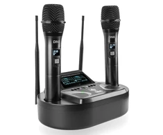 DNA Professional UMA VOCAL SET - dvigubas belaidis rinkinys (2 x rankiniai mikrofonai + imtuvas su mikrofono įkrovimo stotele)