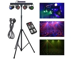 LIGHT4ME T-BAR LED PAR FLOWER BALL LASER UV STROBE disko apšvietimo daugiafunkcinis