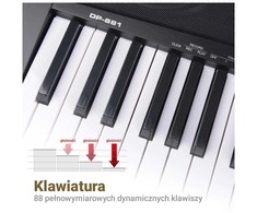 MK WP 881 skaitmeninis pianinas, klavišai, skirti mokytis groti
