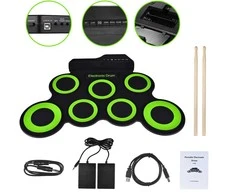 NN OEM PRZENOŚNA PERKUSJA ELEKTRYCZNA ZWIJANA DRUM PAD USB MP3 + PAŁECZKI