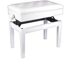 V-TONE ŁAWA 2 WH - piano bench with storage compartment and height adjustment, baltas