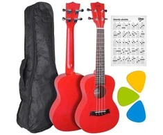 V-TONE UK23 RD akustinė koncertinė ukulelė 23" raudona + dangtelis