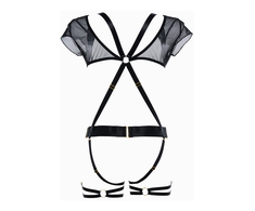 Allure Fantasy Lingerie St. Tropez Babe Mesh Suspender Set Juodas One Size