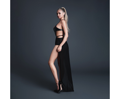 Allure Take Me Vinyl-Look Mesh Bodysuit with Skirt S Juodas - Bold Design