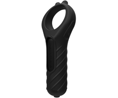 Mėlyna Bathmate Vibe Edge Silicone Ring with 10-Mode Vibration Bullet Mėlyna