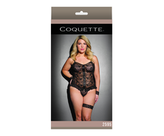 Coquette Dreamgirl Plus Size Cami Top &amp; G-String Set Juodas Queen Size