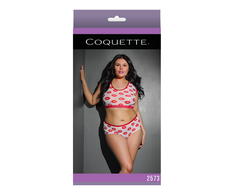 Coquette Leg Avenue Plus Size Lip Print Crop Top and Shorts Set Baltas