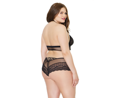 Coquette Dreamgirl Plus Size Fishnet Lace Halter Top &amp; Adjustable Shorts Set