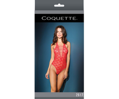 Coquette Dreamgirl Teddy Halter Lace-Up V-Neck, Stretch Lace, One Size