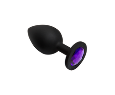 Doc Johnson Booty Bling Large Spade Plug Juodas Silicone with Pastel Gem