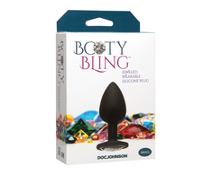 Doc Johnson Booty Bling Spade Intimate Plug Small Juodas with Gem Accent