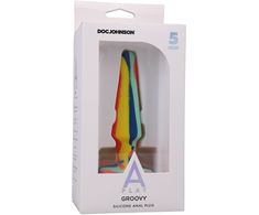 Doc Johnson A-Play Groovy Silicone Multicolor Plug 12 cm - Tapered Base Comfort
