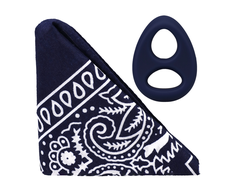 Doc Johnson The Code Navy Mėlyna Silicone Ring &amp; Bandana Set by Rock Solid