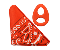 Doc Johnson The Code Silicone Ring &amp; Square Bandana Set Oranžinis - Adjustable Comfort