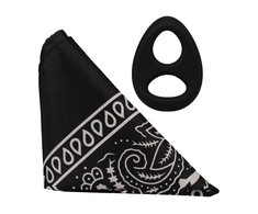 Doc Johnson The Code Silicone Ring &amp; Bandana Set Juodas - Two-Tone Design