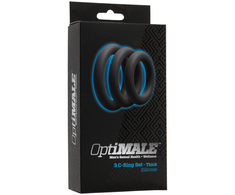Doc Johnson OptiMALE Silicone Ring Set 3 Sizes Juodas/Slate