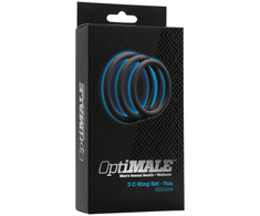 Doc Johnson OptiMALE Thin Silicone Ring Set 3 Sizes Juodas/Slate