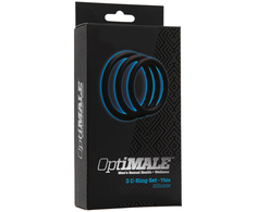 Doc Johnson OptiMALE Thin Silicone Ring Set 3 Sizes Juodas/Slate