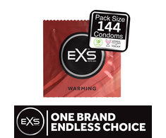 EXS Warming 144-Pack Latex Comfort Flared Lubricated Condoms