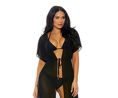 Forplay Tolu Bikini Set with Longline Kimono, Size L, Juodas