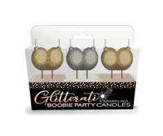 Little Genie Productions Glitterati Decorative Candle Set Gold &amp; Sidabrinis Party Collection 6pcs