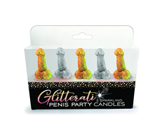 Little Genie Productions Glitterati Elegant Metallic Candle Set - Gold &amp; Sidabrinis Party Decor 5 pcs