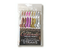 Little Genie Productions Glitterati Party Straws Set - Metallic Stripe, Assorted Colors, 8 pcs