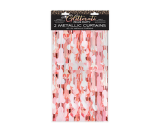 Little Genie Productions Glitterati Metallic Foil Curtain Set of 2 Rose Gold Party Decor
