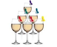 Little Genie Productions Kheper Games Drink Markers Set 6pcs - Colorful Party Glass Identifiers