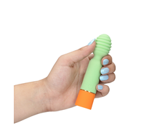 Loveline By Shots Loveline Ribbed Mini Intimate Device USB Rechargeable Spring Sage 11.5 cm