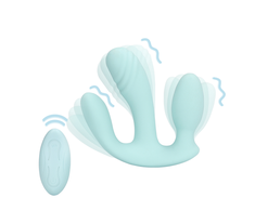 Loveline By Shots Mėlyna Three-In-One Liquid Silicone Vibrator - Breezy Mėlyna