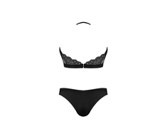 Magic Silk Exposed Halter Bandeau &amp; Panty Set 2X Juodas Lace Finish