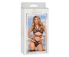Magic Silk Exposed Set Juodas - Adjustable Strappy Bra &amp; Thong L/XL
