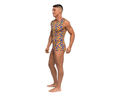 Male Power Fitness Tank XL Rainbow Herringbone Breathable Top
