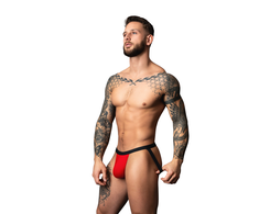 Male Power Hot Mesh Jock S/M Raudona-Juodas Comfort Fit Micro Mesh