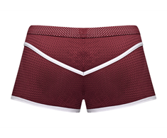 Male Power Sport Mesh Mini Short L Burgundy - Athletic Breathable Design
