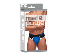 Mėlyna Male Power Retro Sport Panel Thong L/XL Juodas-Mėlyna Baltas Trim