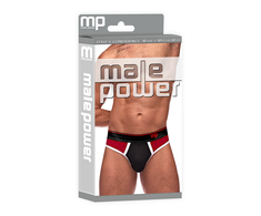Male Power Panel Thong L/XL Juodas-Raudona Retro Sport Design