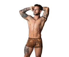 Male Power &amp; Bone Yard Leopard Brown Short with Juodas Silicone Ring L