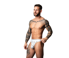 Male Power Soo Cumfy Marble Baltas Men's Modal Thong L/XL