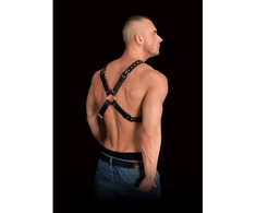 Ouch By Shots Adonis High Halter Harness - Adjustable Bonded Leather Chest System