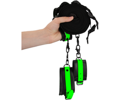Ouch By Shots Ouch! Glow in the Dark Bed Restraint Attachment Set, Neon Žalias
