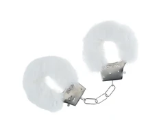 Ouch By Shots Ouch! Classic Fluffy Handcuffs Baltas - Adjustable Plush Model
