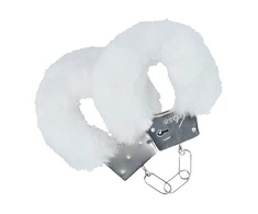 Ouch By Shots Ouch! Classic Fluffy Handcuffs Baltas - Adjustable Plush Model