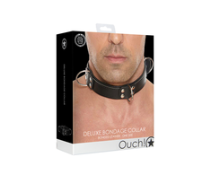 Ouch By Shots Master Series Deluxe Bondage Collar One Size Adjustable Leather Juodas