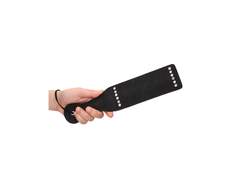 Ouch By Shots DIAMOND Studded Faux Leather Paddle - Elegant Impact Tool, Juodas, 32 cm