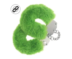 Ouch By Shots Ouch! Heavy-Duty Fluffy Handcuffs Žalias - Secure Lock, Soft Lining