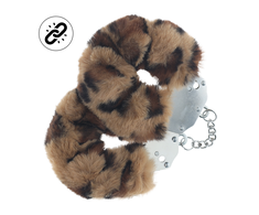 Ouch By Shots Ouch! Heavy-Duty Plush Handcuffs Leopard Pattern Adjustable Metal