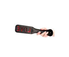 Ouch By Shots Ouch! Paddle LOVE Reversible Embossed Leather Impact Tool Juodas